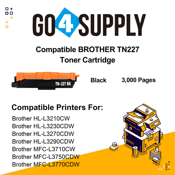 Compatible (Toner Only) Black Brother 227 TN227 TN-227 Toner Unit Used for Brother HL-L3210CW/L3230CDW/L3710CDW/L3270CDW/L3290CDW; DCP-L3510CDW/L3550CDW/L3551CDW; MFC-L3710CW/3730CDW/L3750CDW/L3770CDW/L3745CDW Printer