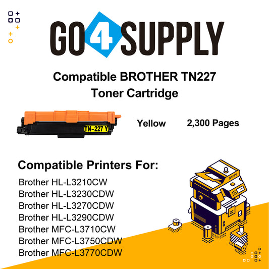 Compatible (Toner Only) Yellow Brother 227 TN227 TN-227 Toner Unit Used for Brother HL-L3210CW/L3230CDW/L3710CDW/L3270CDW/L3290CDW; DCP-L3510CDW/L3550CDW/L3551CDW; MFC-L3710CW/3730CDW/L3750CDW/L3770CDW/L3745CDW Printer