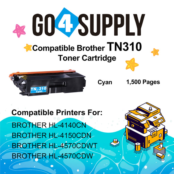 Compatible Brother Cyan TN-310 TN310 Toner Cartridge Used for Brother HL-4140CN HL-4150CDN HL-4570CDWT HL-4570CDW Printers