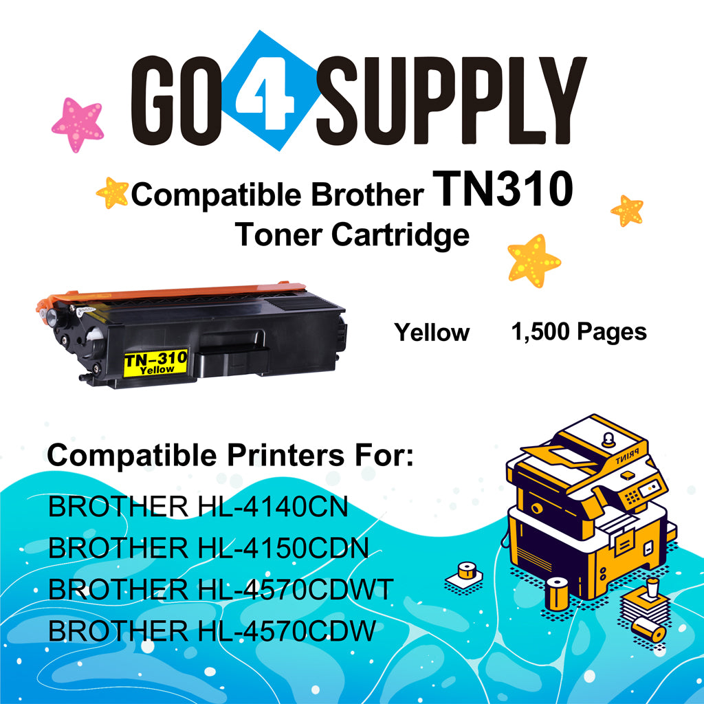 Compatible Brother Yellow TN-310 TN310 Toner Cartridge Used for Brother HL-4140CN HL-4150CDN HL-4570CDWT HL-4570CDW Printers