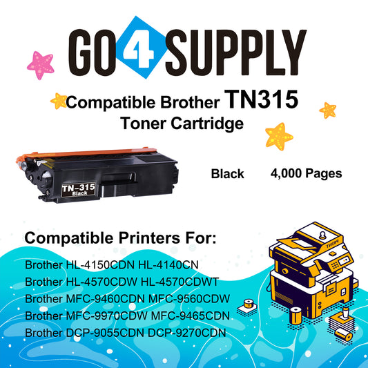 Compatible Brother Black TN-315 TN315 Toner Cartridge Used for Brother HL-4140CN HL-4150CDN HL-4570CDWT HL-4570CDW MFC-9460CDN MFC-9560CDW DCP-9055CDN DCP-9270CDN Printers