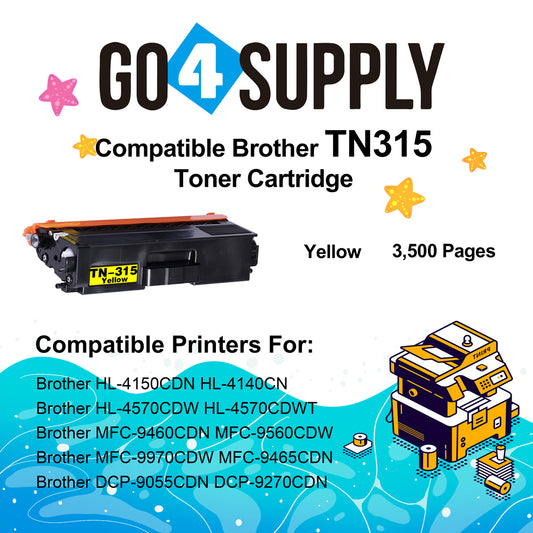 Compatible Brother Yellow TN-315 TN315 Toner Cartridge Used for Brother HL-4140CN HL-4150CDN HL-4570CDWT HL-4570CDW MFC-9460CDN MFC-9560CDW DCP-9055CDN DCP-9270CDN Printers