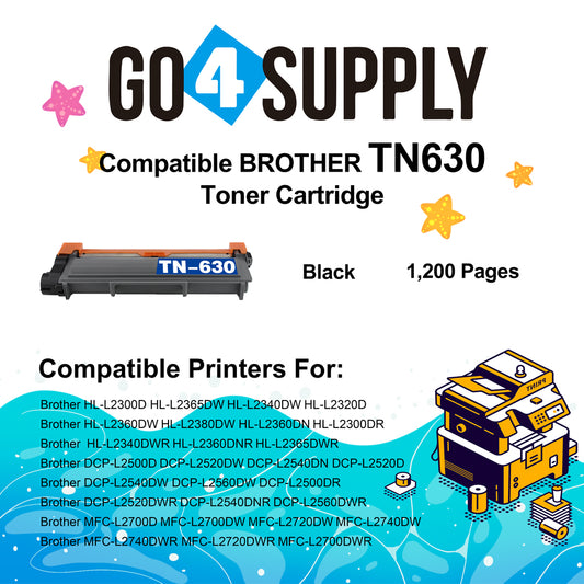 Compatible Black TN-630 TN630 Toner Cartridge Used for Brother HL-L2300D/L2365DW/L2340DW/L2320D/L2360DW/L2380DW/L2360DN/L2300DR; DCP-L2500D/L2520DW/L2540DN/L2520D; MFC-L2700D/L2700DW/L2720DW/L2740DW