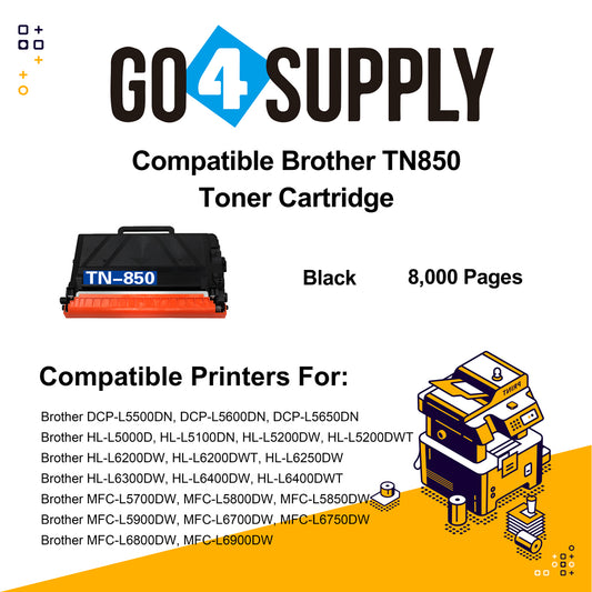 Compatible Brother TN850 TN-850 Toner Unit Used for DCP-L5500DN/L5600DN/L5650DN, HL-L5000D/L5100DN/L5200DW/L5200DWT/L6200DW/L6200DWT/L6250DW/L6300DW/L6400DW/L6400DWT; MFC-L5700DW/L5800DW/L5850DW/L5900DW/L6700DW/L6750DW/L6800DW/L6900DW Printer
