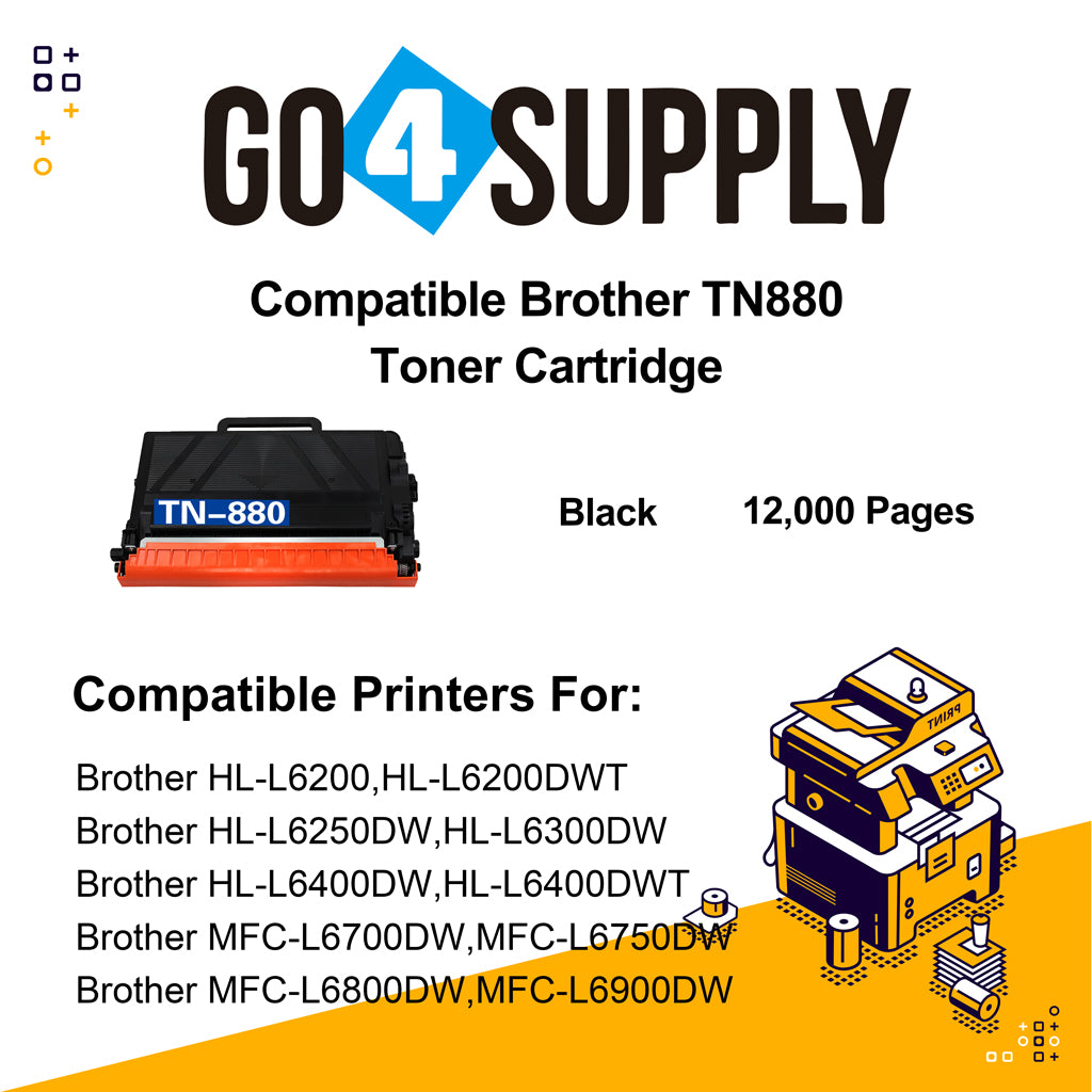Compatible Brother TN880 TN-880 Toner Unit Used for Brother HL-L6200, L6200DWT, L6250DW, L6300DW, L6400DW, L6400DWT, MFC-L6700DW, MFC-L6750DW, MFC-L6800DW, MFC-L6900DW Printer